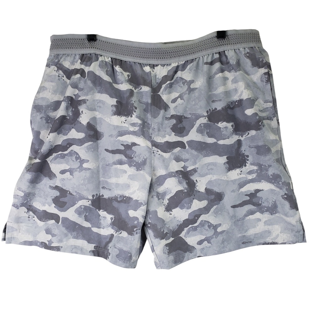 Fabletics‎ The One Short Athletic Mens XL Grey Camo Tactical Gorpcore Activewear